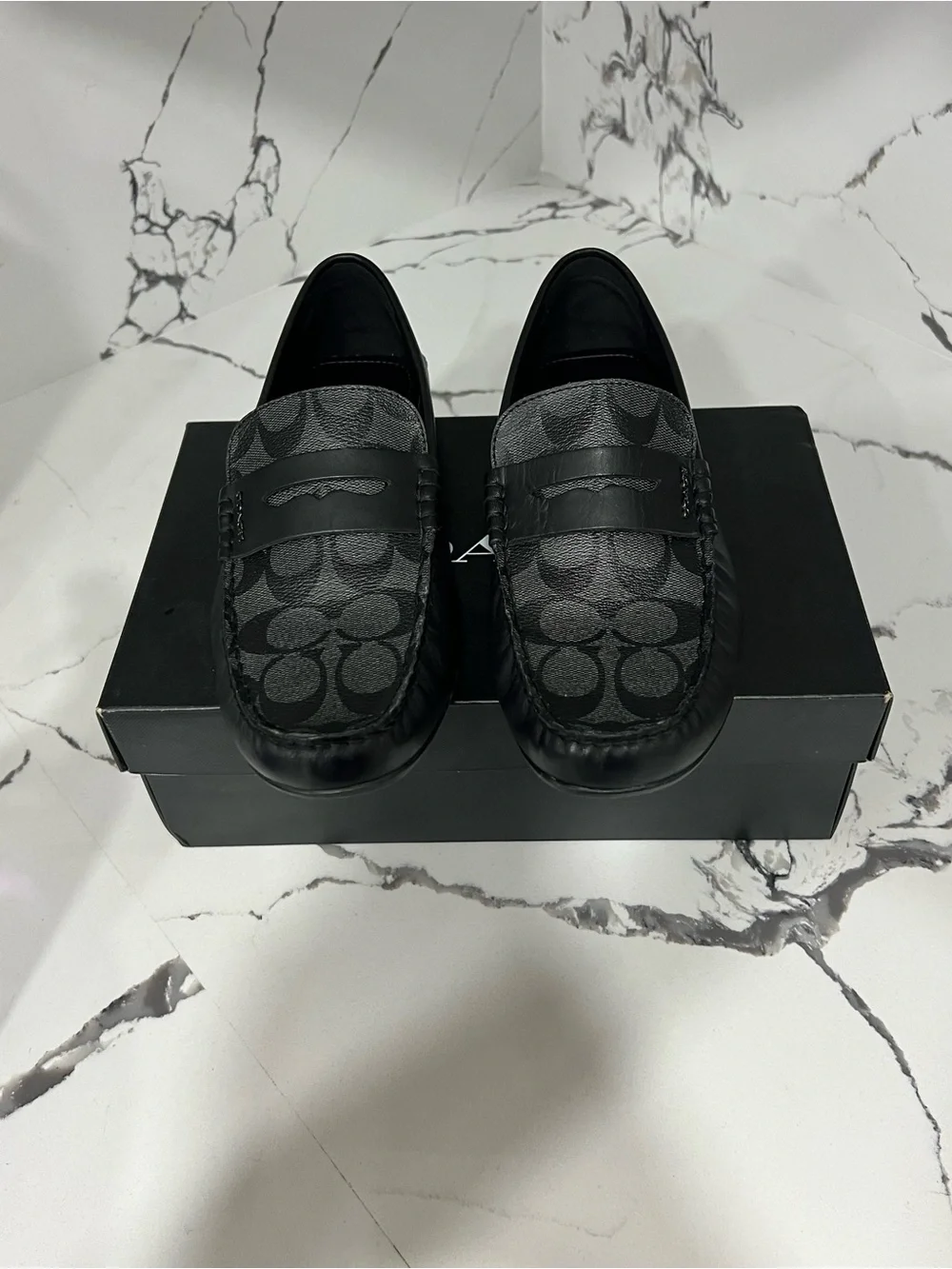 Coach Men's Black Signature Jacquard Loafers